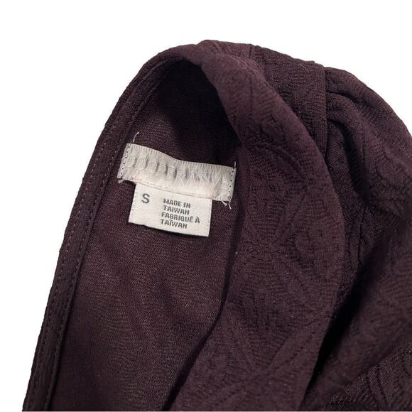 Cooperative Textured Plum Purple Long Sleeve Dress Deep V Neck A-Line Skater - Picture 7 of 9